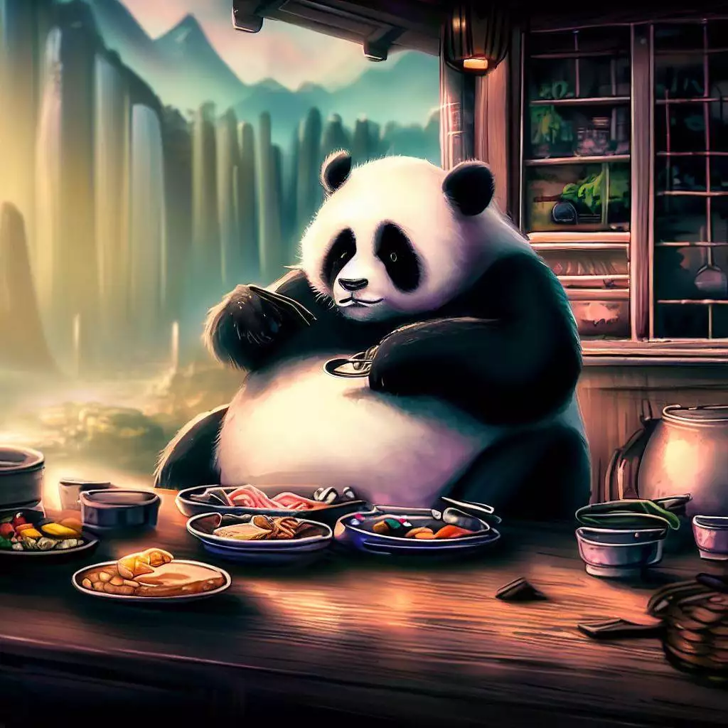 Panda Gourmand dans son restaurant au Sichuan